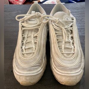 Nike Air Max 97s Triple White Wolf Gray - Size 10.